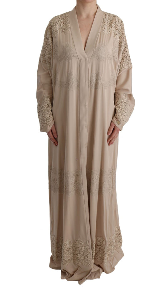 Dolce &amp; Gabbana Elegant Beige Cape Kaftan Klänning