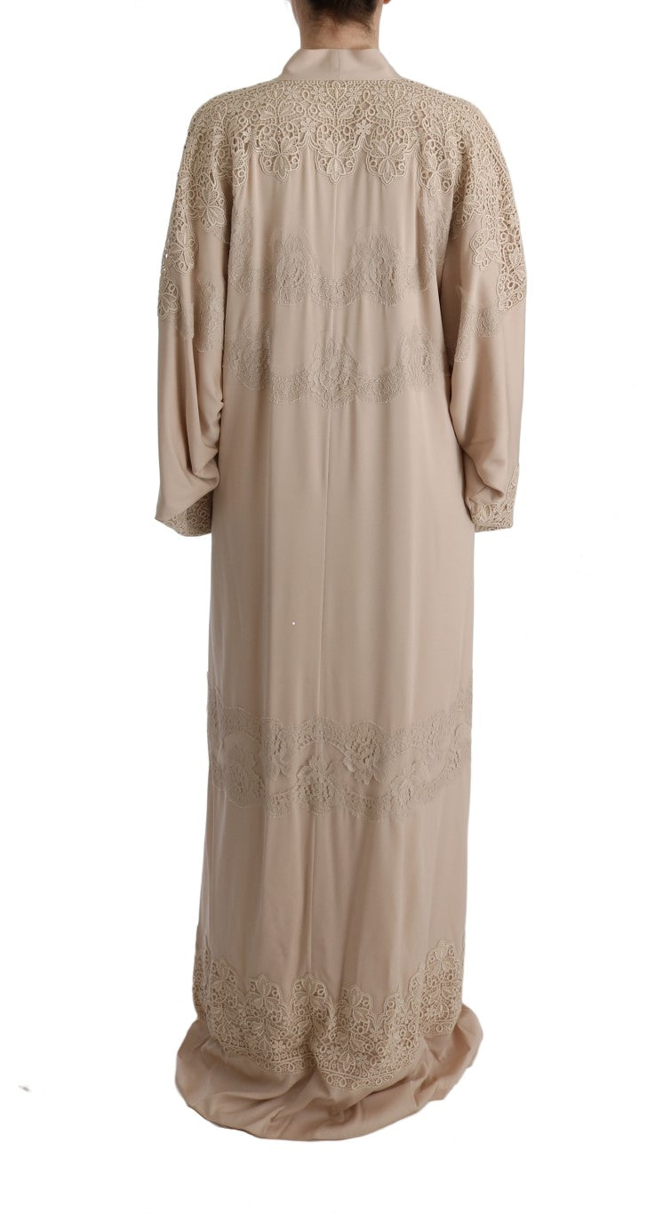 Dolce &amp; Gabbana Elegant Beige Cape Kaftan Klänning