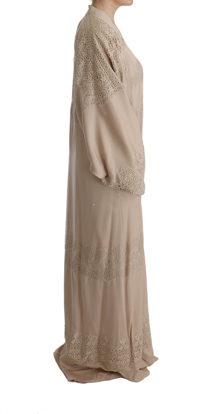 Dolce &amp; Gabbana Elegant Beige Cape Kaftan Klänning