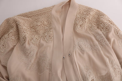 Dolce &amp; Gabbana Elegant Beige Cape Kaftan Klänning