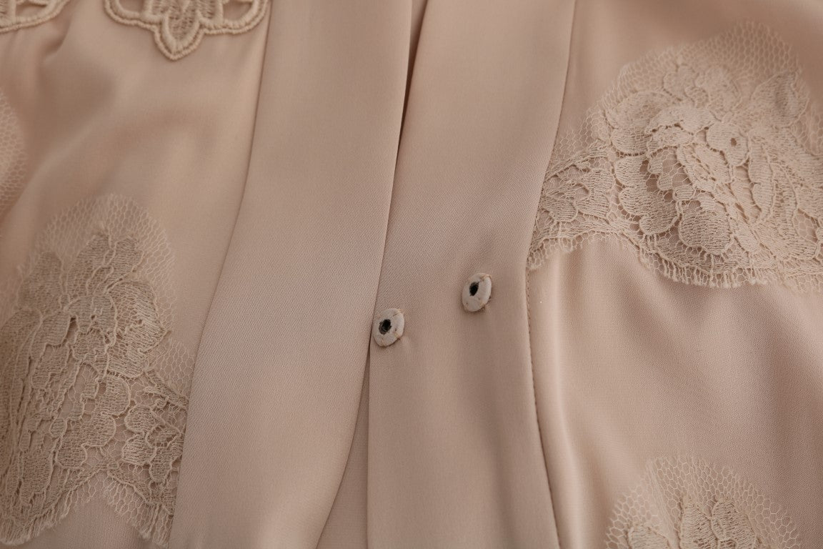 Dolce &amp; Gabbana Elegant Beige Cape Kaftan Klänning