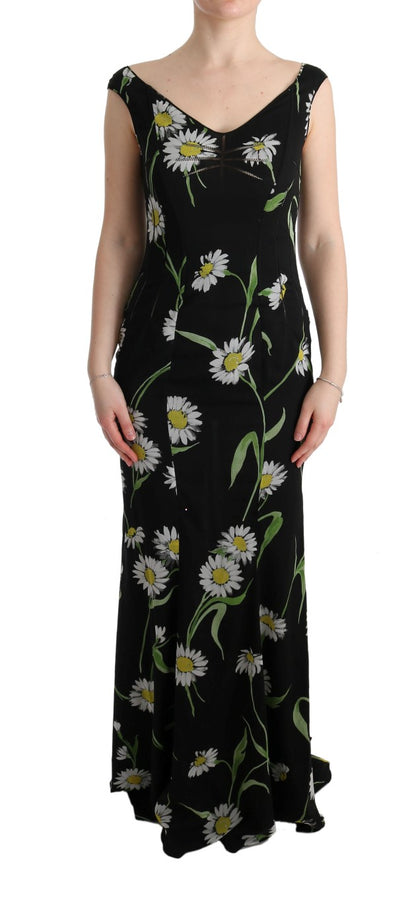 Dolce &amp; Gabbana Sunflower Print Full Längd Slida Klänning