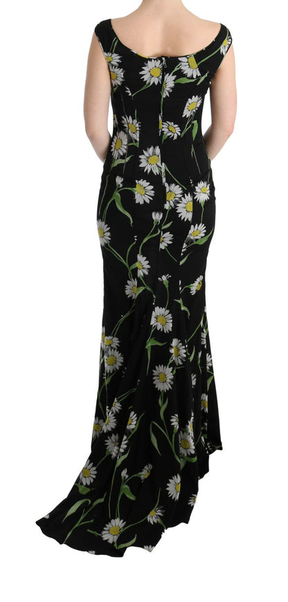 Dolce &amp; Gabbana Sunflower Print Full Längd Slida Klänning