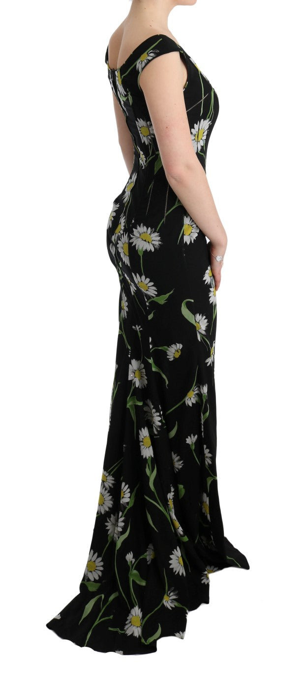 Dolce &amp; Gabbana Sunflower Print Full Längd Slida Klänning