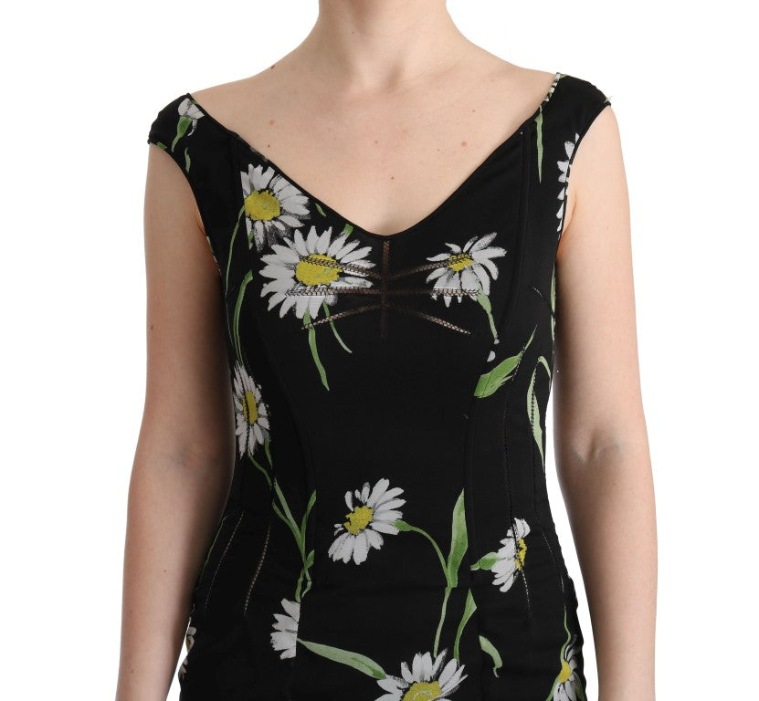 Dolce &amp; Gabbana Sunflower Print Full Längd Slida Klänning