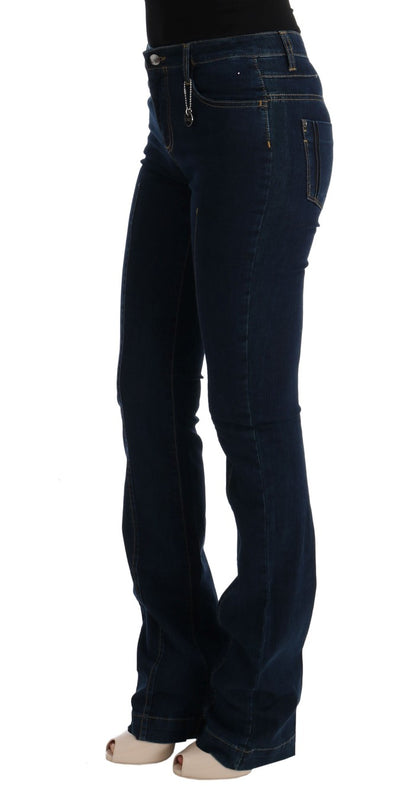 Costume National Chic Flared Cotton Jeans i Blå