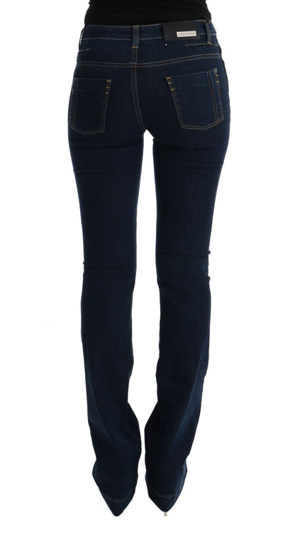 Costume National Chic Flared Cotton Jeans i Blå