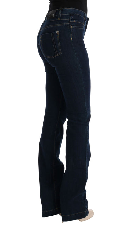 Costume National Chic Flared Cotton Jeans i Blå