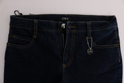 Costume National Chic Flared Cotton Jeans i Blå