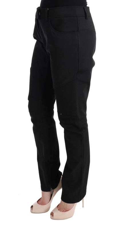 Ermanno Scervino Elegantes pantalones negros de corte slim de algodón