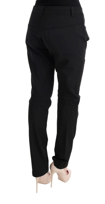 Ermanno Scervino Elegantes pantalones negros de corte slim de algodón