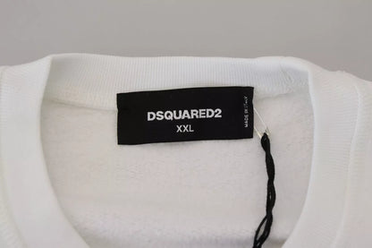 Dsquared² vit broderad tröja med rund hals