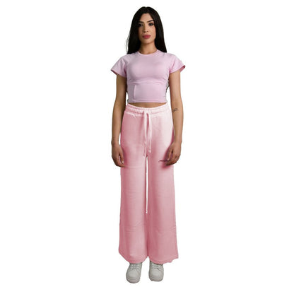 Pantalones palazzo elegantes de color rosa con cordón de ajuste de Hinnominate