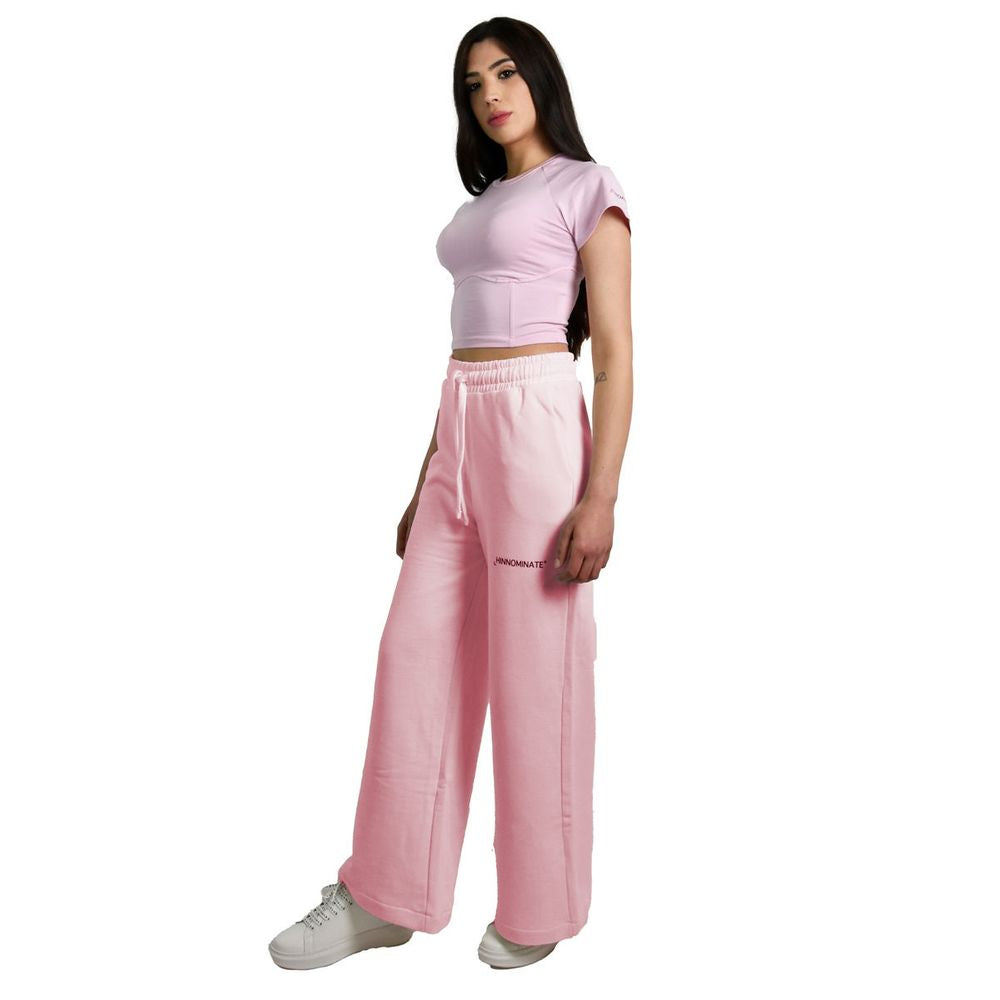 Pantalones palazzo elegantes de color rosa con cordón de ajuste de Hinnominate