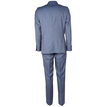 Made in Italy Blue Virgin Wool Men Suit