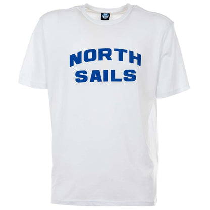 North Sails Elegant vit bomullst-shirt med fet blå logotyp