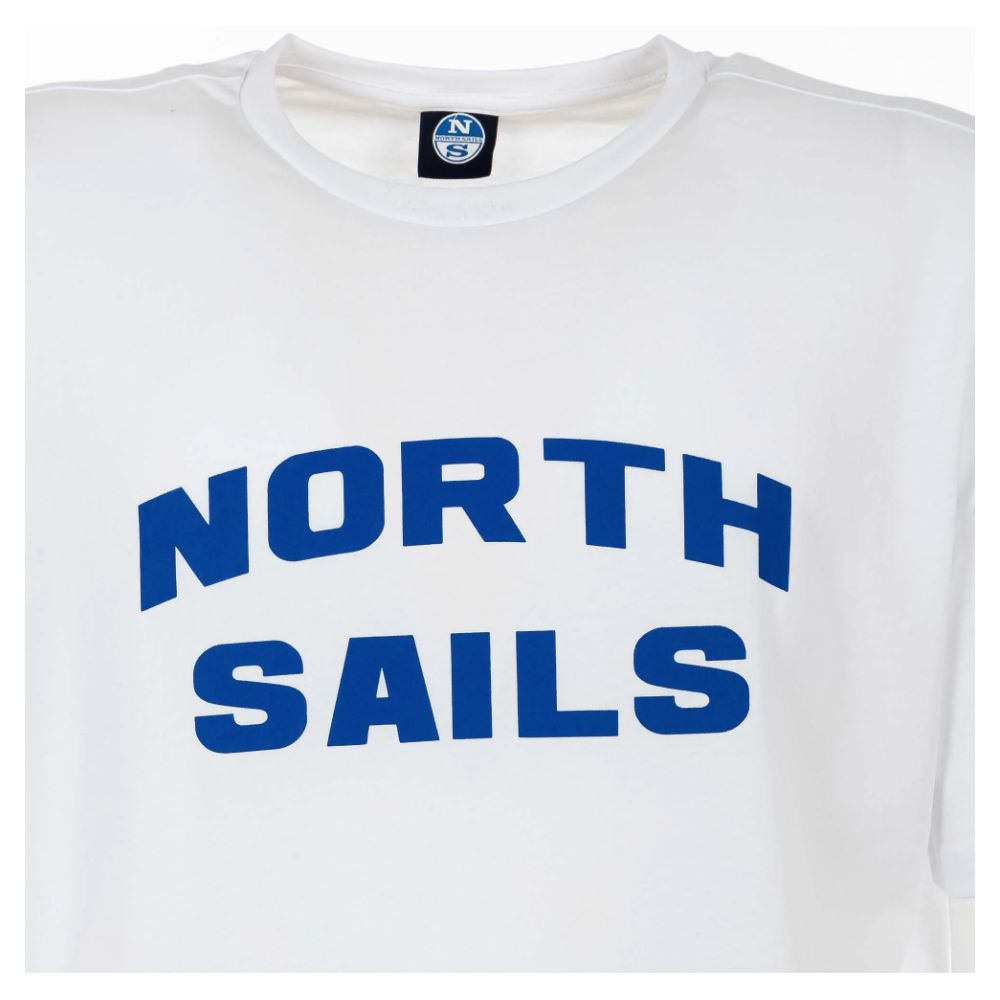 North Sails Elegant vit bomullst-shirt med fet blå logotyp