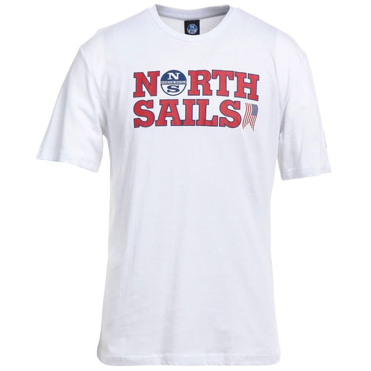 North Sails Elegant vit t-shirt med logotyp i bomull