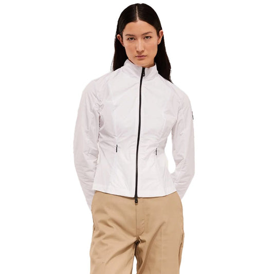 Chaqueta blanca cortavientos elegante con logotipo de Refrigiwear