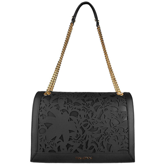 Baldinini Trend Elegant Floral Calfskin Shoulder Bag