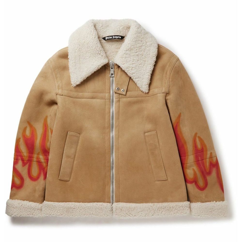 Palm Angels Flame Accent Shearling Jacka i mocka