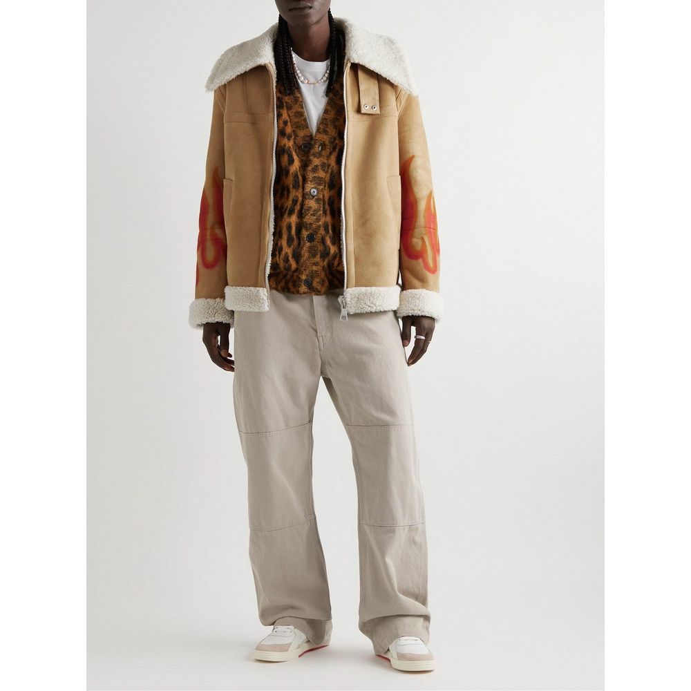 Palm Angels Flame Accent Shearling Jacka i mocka