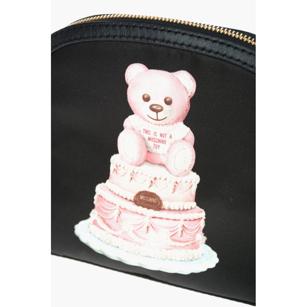 Moschino Couture Chic Teddy Bear Print Clutch med kalvskinnsrem