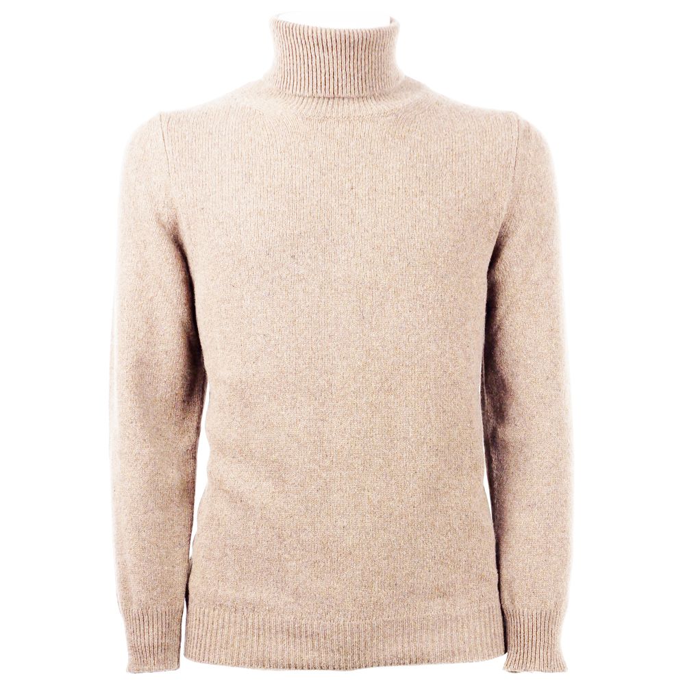 Emilio Romanelli Elegant beige kashmir tröja med turtleneck