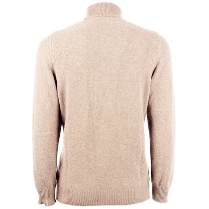 Emilio Romanelli Elegant beige kashmir tröja med turtleneck