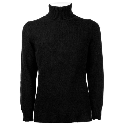 Emilio Romanelli Black Cashmere Men's Turtleneck Sweater