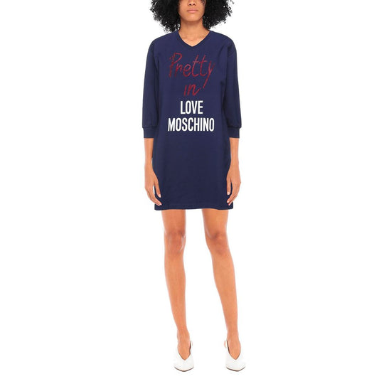 Vestido de mujer de algodón azul Love Moschino