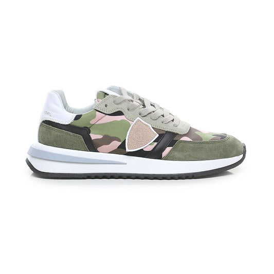 Philippe Model Chic Army Mocka-Trimmade Tyg Sneakers