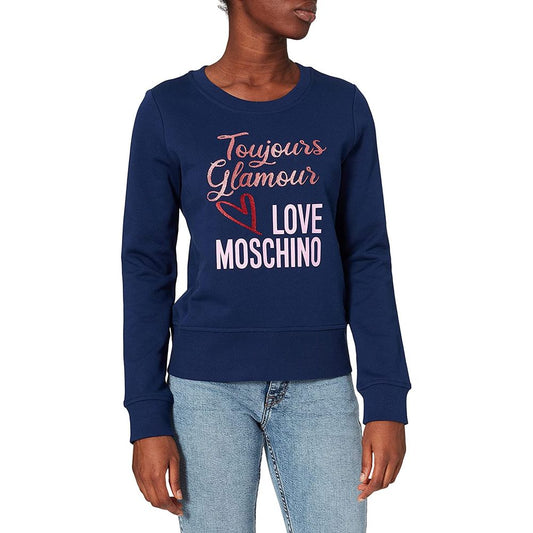 Suéter de mujer de algodón azul Love Moschino