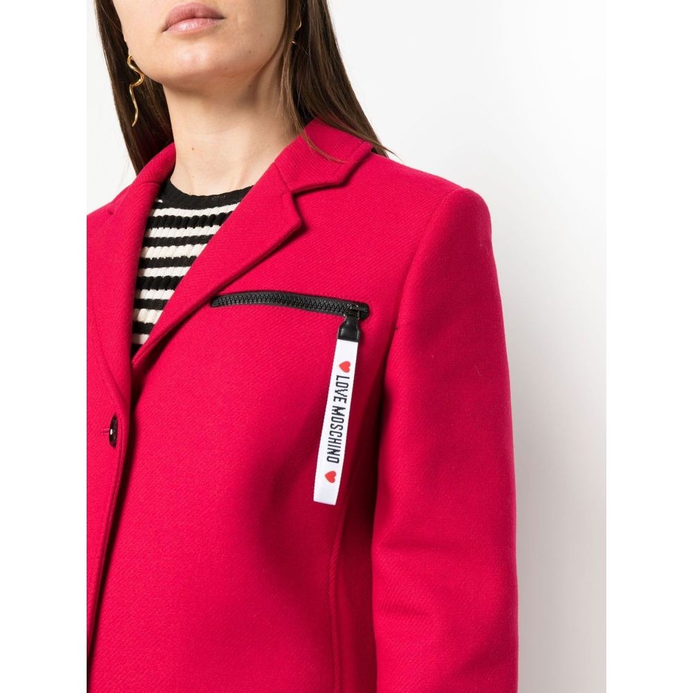 Love Moschino Chic rosa yllerock med logotypdetaljer