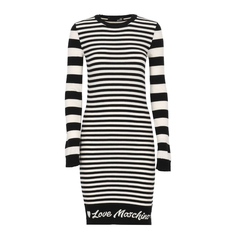 Vestido elegante de punto a rayas con mangas largas de Love Moschino