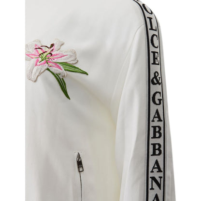 Suéter elegante de punto de algodón blanco de Dolce &amp; Gabbana