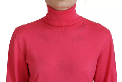 Suéter casual de cuello alto y manga larga en color rosa liso de Dsquared²