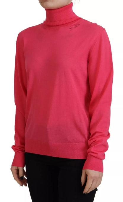 Suéter casual de cuello alto y manga larga en color rosa liso de Dsquared²