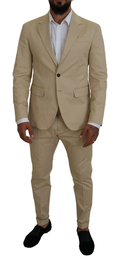 Dsquared² Beige Cotton Single Breasted 2 Piece CIPRO Suit