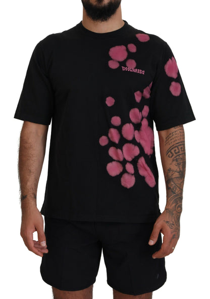 Dsquared² svart rosa bomull kortärmad T-shirt med rund hals