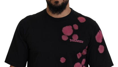 Dsquared² svart rosa bomull kortärmad T-shirt med rund hals