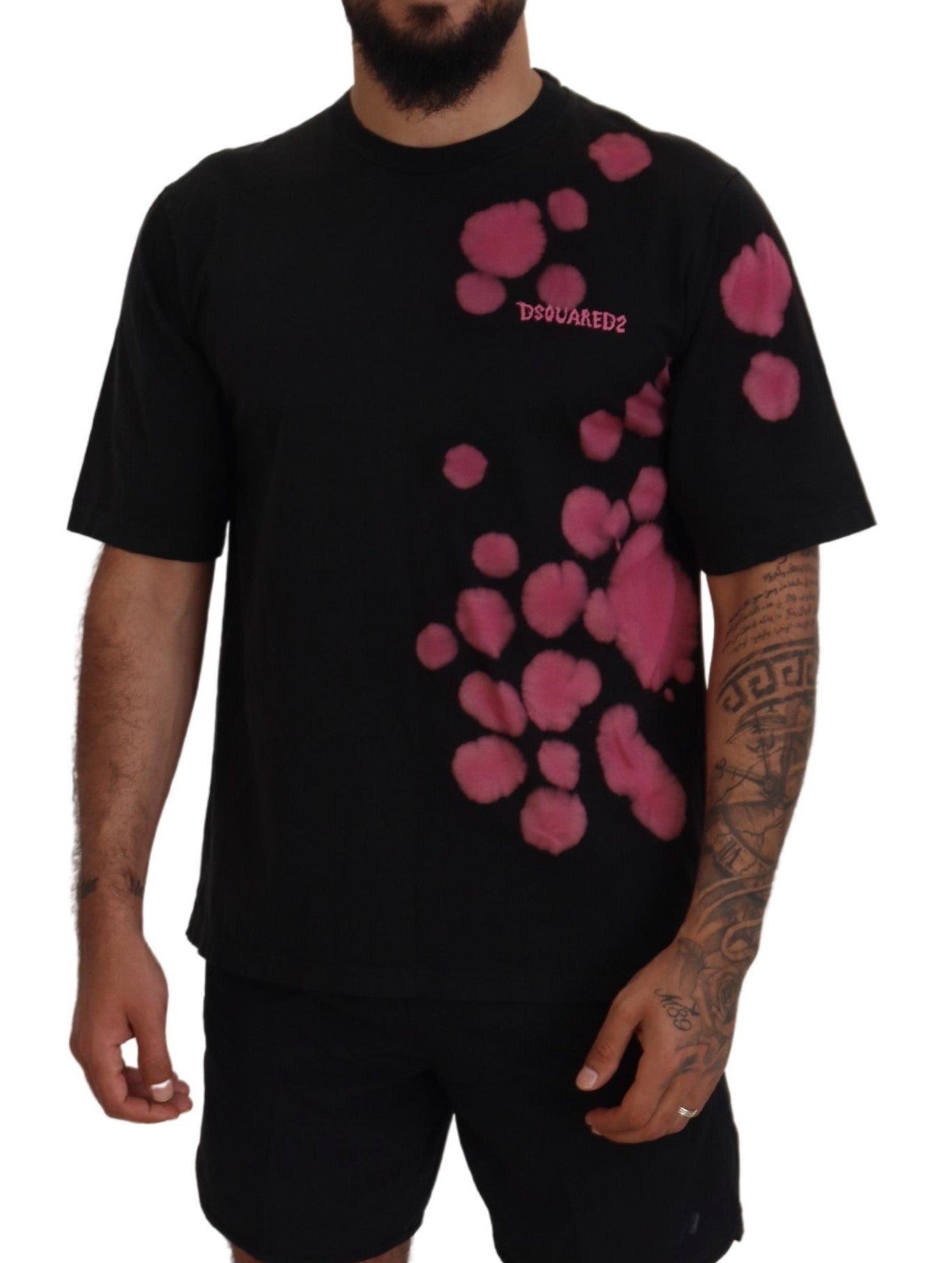 Dsquared² svart rosa bomull kortärmad T-shirt med rund hals