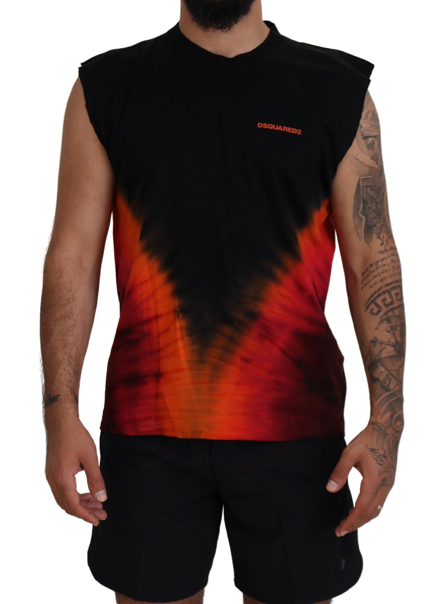 Dsquared² Svart Orange bomull ärmlös tank T-shirt