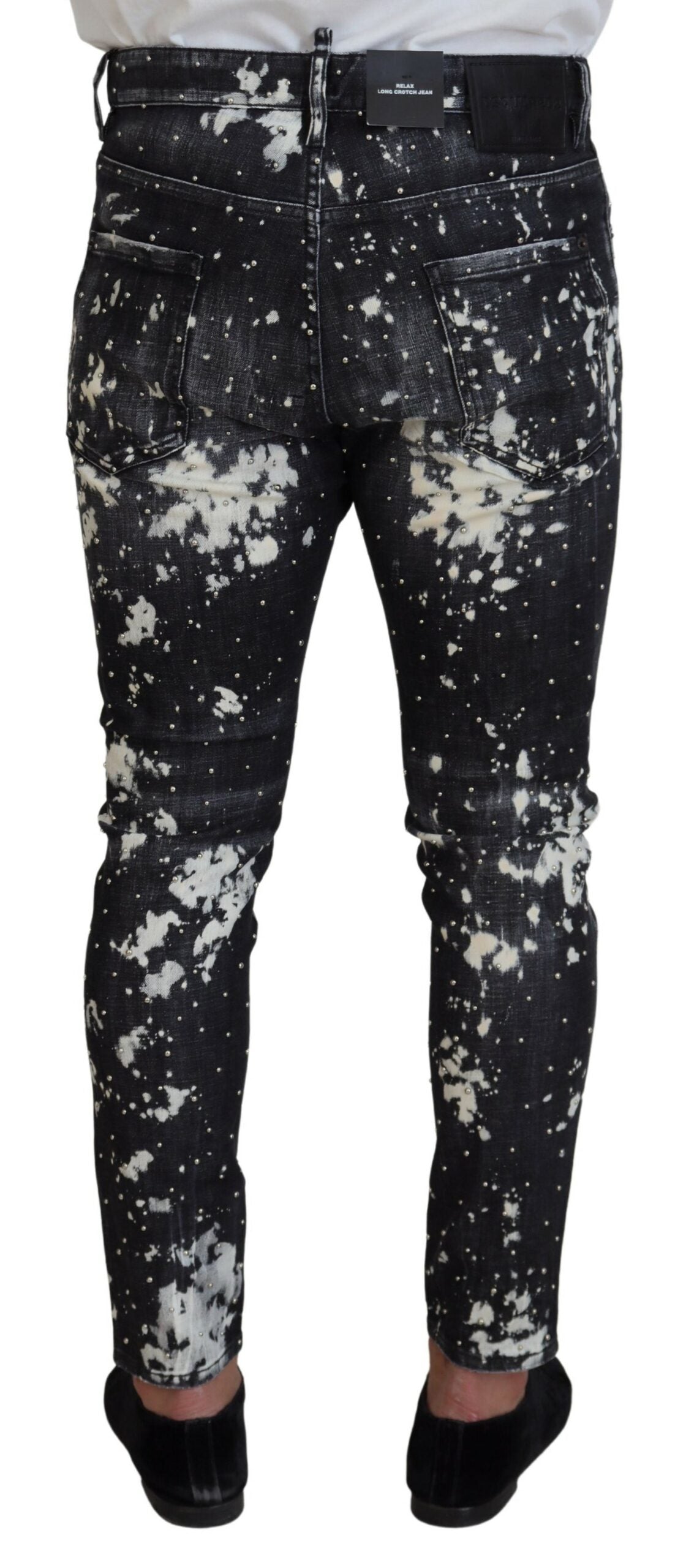 Dsquared² Grey Wash White Splash Print Skinny Denim Jeans