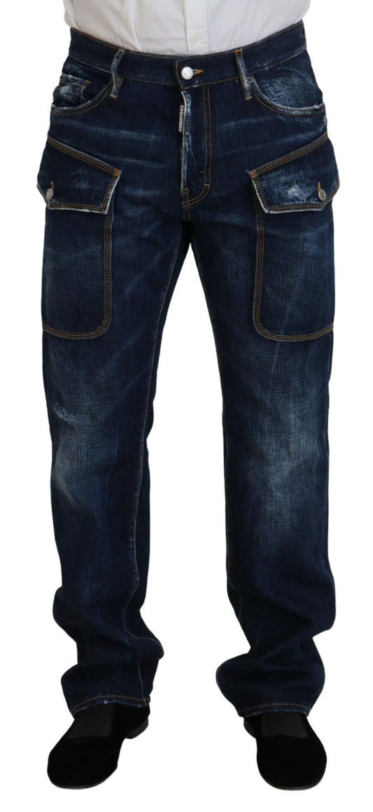 Dsquared² Blå tvättad bomull Cargo Casual män jeans jeans