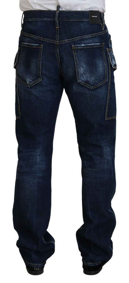 Dsquared² Blå tvättad bomull Cargo Casual män jeans jeans