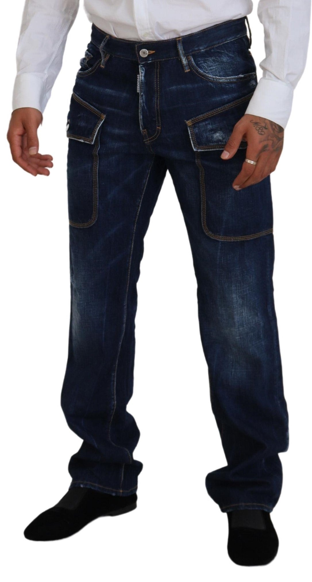 Dsquared² Blå tvättad bomull Cargo Casual män jeans jeans