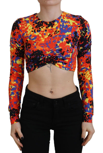 Blusa corta de manga larga con estampado multicolor de Dsquared²