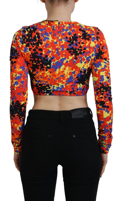 Blusa corta de manga larga con estampado multicolor de Dsquared²