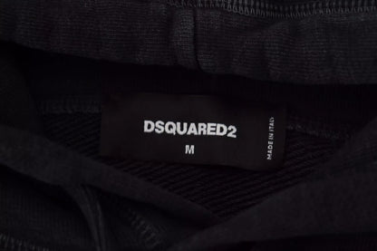 Dsquared² svart bomullströja med huvtryck för män